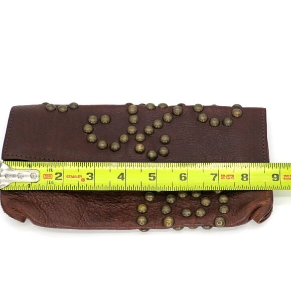 McFadin Stacy & Laurie Brown Leather Studded Wallet Clutch Wristlet (NO Strap) - Picture 5 of 7